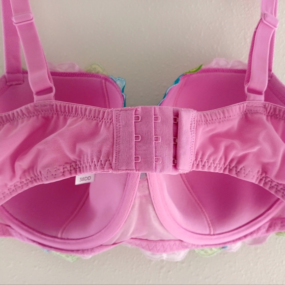 Colorful Embroidered Lace Underwire Bra, Size 38DD - Picture 7 of 14
